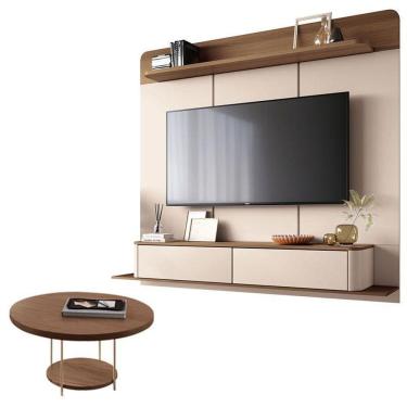 Imagem de Home Suspenso Galax Castanho Off White E Mesa De Centro Sky Castanho- Hb Móveis