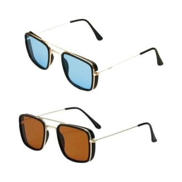 Imagem de Óculos De Sol Pequenos Com Armação Metálica Quadrada, Proteção UV, Est