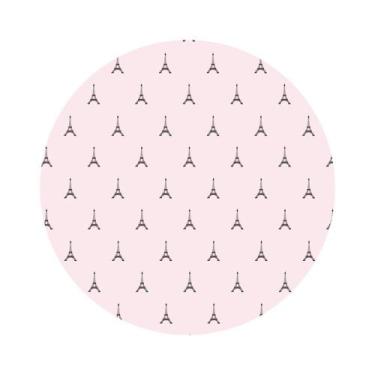 Imagem de Painel De Tecido Sublimado Redondo Paris Torre Eiffel Fundo Rosa C/Elá