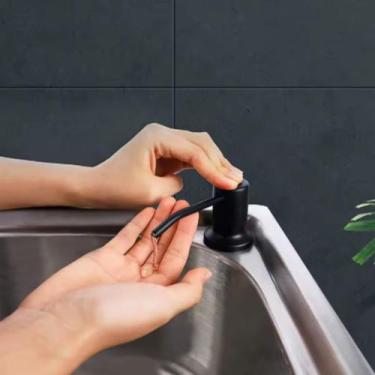 Imagem de Dosador Dispenser Embutir Inox Abs 350ml Preto Pia Cozinha Banheiro Sa