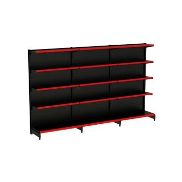 Imagem de Kit 3 Módulos De Gôndolas Parede 2,02 Fit40 Amapá Expositor Preto