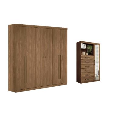 Imagem de Quarto Completo Modu 2 Peças (1GuardaRoupa+1Cômoda) QC377 Jatobá - Santos Andirá
