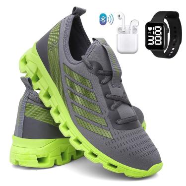 Imagem de Tênis Para Corrida e Caminhada Masculino Super Leve Esporte com Relógio e Fone-Masculino