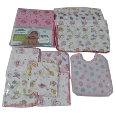 Imagem de Kit 20 Boca 10 Fralda Grande 1 Toalha Capuz 3 Babador Menina