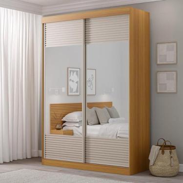 Imagem de Guarda-Roupa Solteiro 2 Portas com Espelho Samambaia CabeCasa MadeiraM