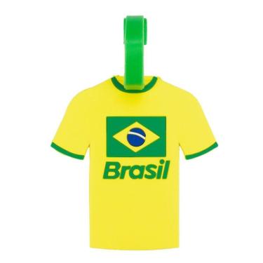 Imagem de Etiqueta Identificação Bagagem Uniforme Brasil Copa 11.5x11cm-Unissex