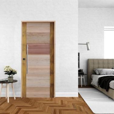 Imagem de Kit Porta de Madeira BBB 210x82cm Batente 14cm Fechadura Rolete Rodam 