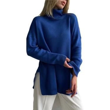 Imagem de Suéter de malha solta de gola alta para mulheres - J-One
