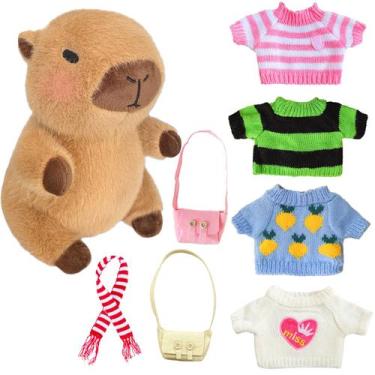 Imagem de Conjunto de brinquedos de pelúcia Kireidane Capybara com 7 roupas e ac