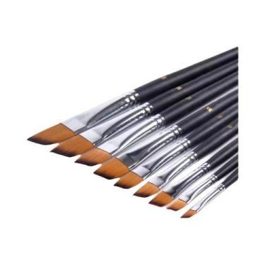 Imagem de Conjunto De Pincéis De Pintura Com Cabo Longo E Ponta Oblíqua De Nylon