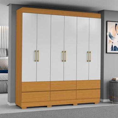 Imagem de Guarda Roupa Roupeiro Marrocos 6 Portas 6 Gavetas Cinamomo Off White Aramóveis
