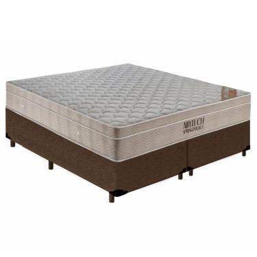 Imagem de Cama Box King Bipartido Suede + Colchão Ortobom Airtech Molas Ensacadas 65x193x203 Cor:marrom