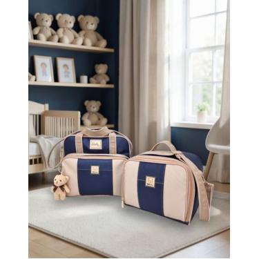 Imagem de Kit Bolsas Maternidade Média e Térmica Bebê Enxoval Menina Menina + Tr