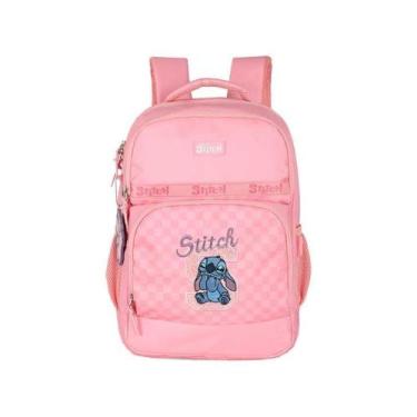 Imagem de Mochila Infantil Escolar Stitch Disney Luxcel Chaveiro -, Rosa