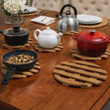 Imagem de Descanso de Panela Redondo Mdf 6mm 20cm Kit com 10 Unidades Suporte Té