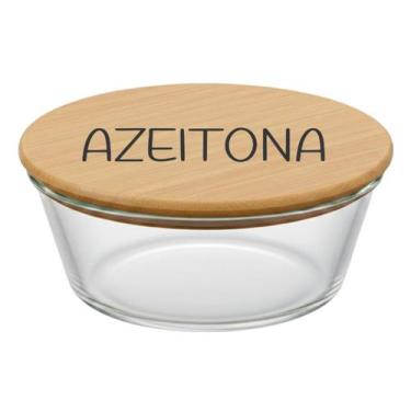 Imagem de Pote Hermético Redondo Vidro e Tampa de Bambu (930 ml) Azeitona - Casa