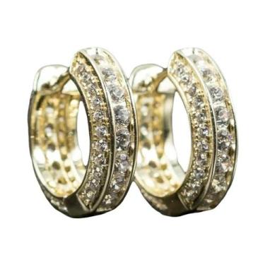 Imagem de Brincos De Argola Pequenos Em Zircônia Branca Brilhante Unissex, Joias