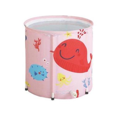 Imagem de Banheira Ofurô para Bebê Baby Pil Dobrável 110L, Rosa