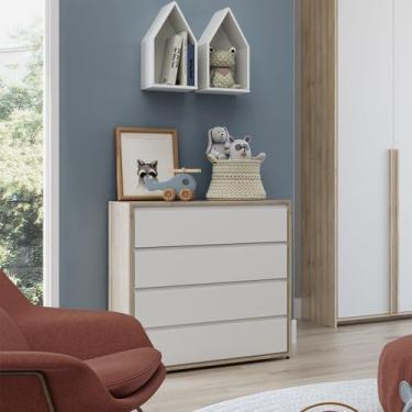 Imagem de Cômoda Infantil 4 Gavetas 91,2cm Sol e Mar Divicar - Divicar Móveis