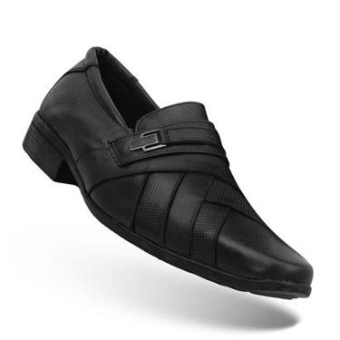 Imagem de Sapato Social Masculino em Couro Confortável Leve Macio Elegante Calçar Elástico Bico F...