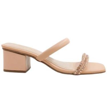 Imagem de Tamanco Feminino Casual Básico Dia a Dia Passeio Trabalho com Strass Salto Médio Conforto Sua Cia 83-Feminino