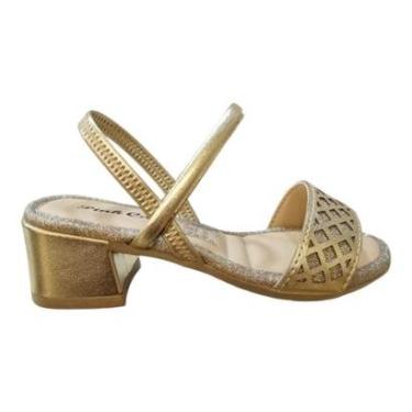 Imagem de Sandalia Infantil Menina Pink Cats Casual Conforto Calce Fácil Metalizado Salto Bloco V5761 Dourado-Feminino