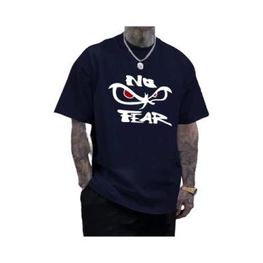 Imagem de Camiseta Masculina Oversized De Algodão Com Estampa 'No Fear' E 'Deter