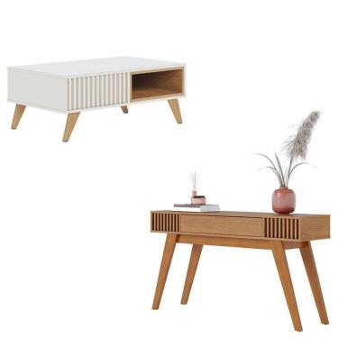 Imagem de Mesa de Centro Jeri Off White Freijó com Aparador Riviera Freijó – Colibri