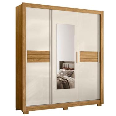 Imagem de Guarda Roupa Casal Canadá 3 Portas Freijó Off White com Espelho - Moval