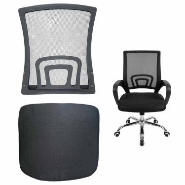 Imagem de Conjunto Assento e Encosto de Cadeira Escritorio Confortavel Peça Reparo Trabalho Estudo Home Office Casa Leitura