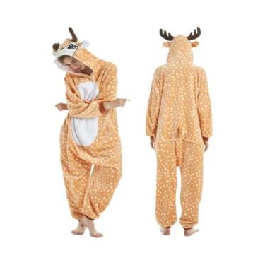 Imagem de Macacão Kigurumi Com Capuz Para Adultos plus Size, Pajamas Com Zíper D