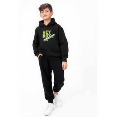 Imagem de Estiloso Kit Moletom Infantil Estampa Skate Com Capuz + Calça Menino C
