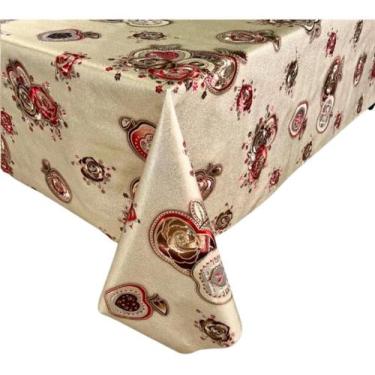 Imagem de Toalha De Mesa Metalizada Cozinha Maçã Dourada Jantar Brilho Restauran