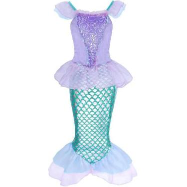 Imagem de Fantasia de Sereia Ariel para Meninas - Vestido para Festa de Hallowee