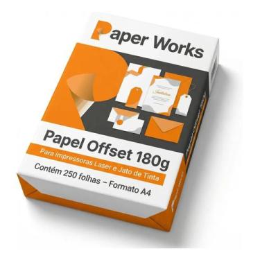 Imagem de Papel Offset 180g Branco A4 Paper Works Premium 250 Un - Outros