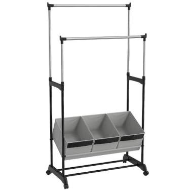 Imagem de Arara de Roupa com 3 Caixas Organizadoras Tecido Just Home Collection