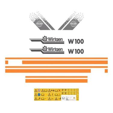Imagem de Kit Adesivos Faixa Fresadora Asfalto Wirtgen W100 Etiquetas Wirtgen W1