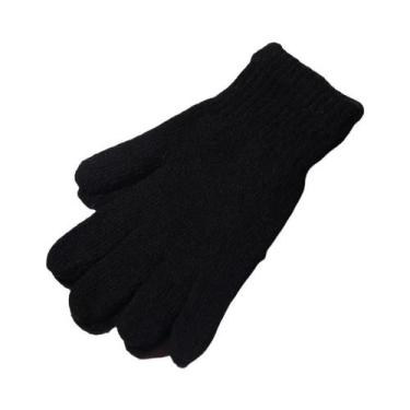 Imagem de Luvas De Inverno Pretas Quentes De Lã E Algodão Para Mulheres E Homens