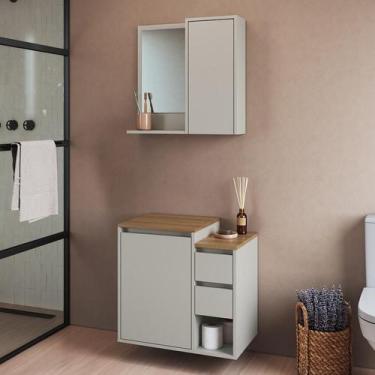 Imagem de Conjunto Gabinete Suspenso Banheiro com Espelho 60 Bari Arenas - Art i