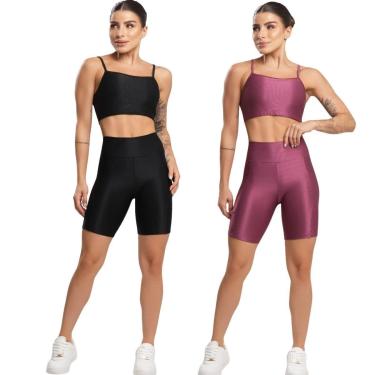 Imagem de KIT 2 Conjunto Fitness Top e Bermuda Com Bolso Bella Fiore Academia Treino Moda Feminin...