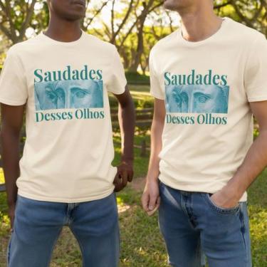 Imagem de Camisa Algodão Feminina Casual Estampa Saudade Desses Olhos Conforto E