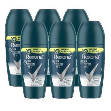 Imagem de kit 6 Desodorante Rollon Rexona Men Sem Perfume 50ML