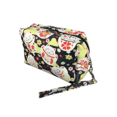 Imagem de Necessaire Estojo Bolsa de mão com alça gato da sorte - Dantas, Preto