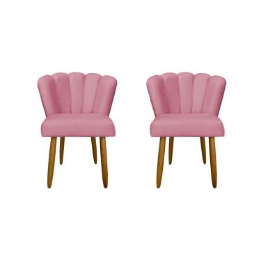 Imagem de Kit 2 Cadeiras Para Penteadeira Quarto Modelo Flor – Balaqui Rosa