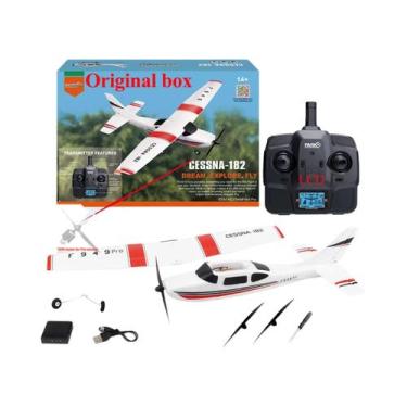 Imagem de Avião RC Cessna 182 Versão 3D6G 3 Canais LCD WLtoys 2.4G Drone De Asa 