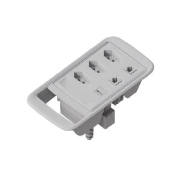 Imagem de Régua Embutir 4 Tomadas 10A 2RJ45 1 USB-C - QTMOV, Branca