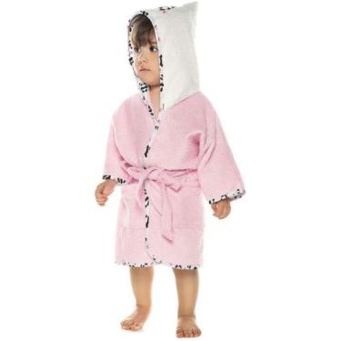 Imagem de Roupão Bebê Felpudo Quimono C/Capuz Mini Menina PP Lepper