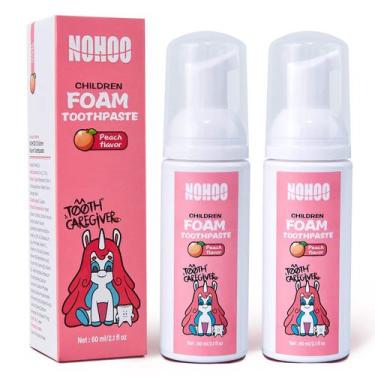 Imagem de Pasta de Dente em Espuma NOHOO Kids - Sabor Frutas (2x60ml - Pêssego)
