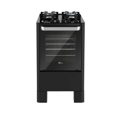 Imagem de Fogão Fischer Fit Line 4 Bocas Preto Mesa De Vidro E Trempe Iron Bivolt