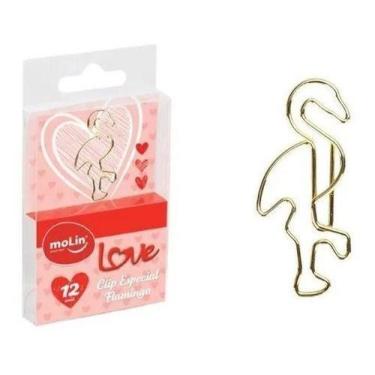 Imagem de Clips Especial Molin Flamingo Dourado 12 Unidades, Dourado